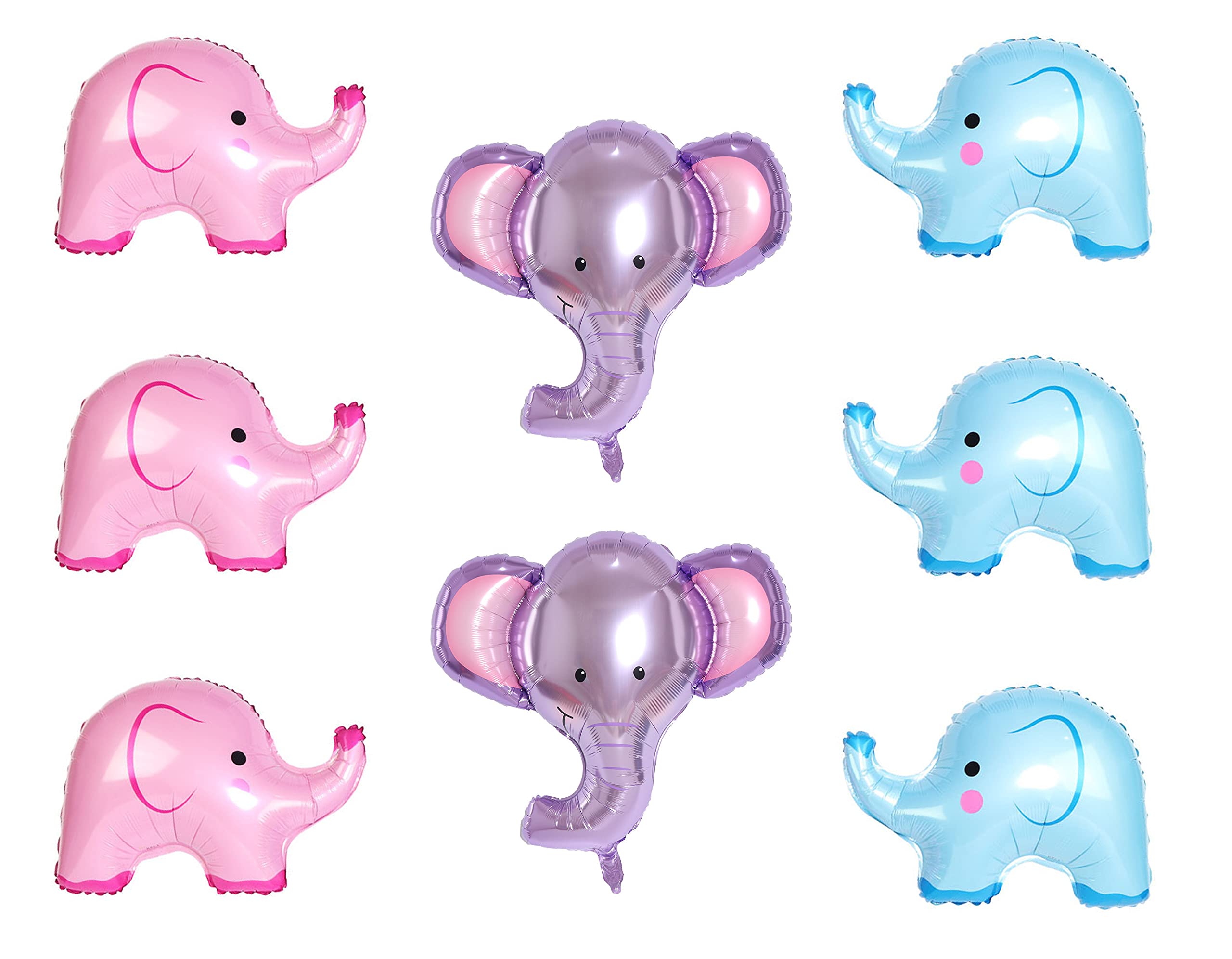 8 Pcs Cute Elephant Foil Balloons for Baby Shower, Birthday Party Decorations - Perfect for Gender Reveal, Nursery Decor & Kids Celebration