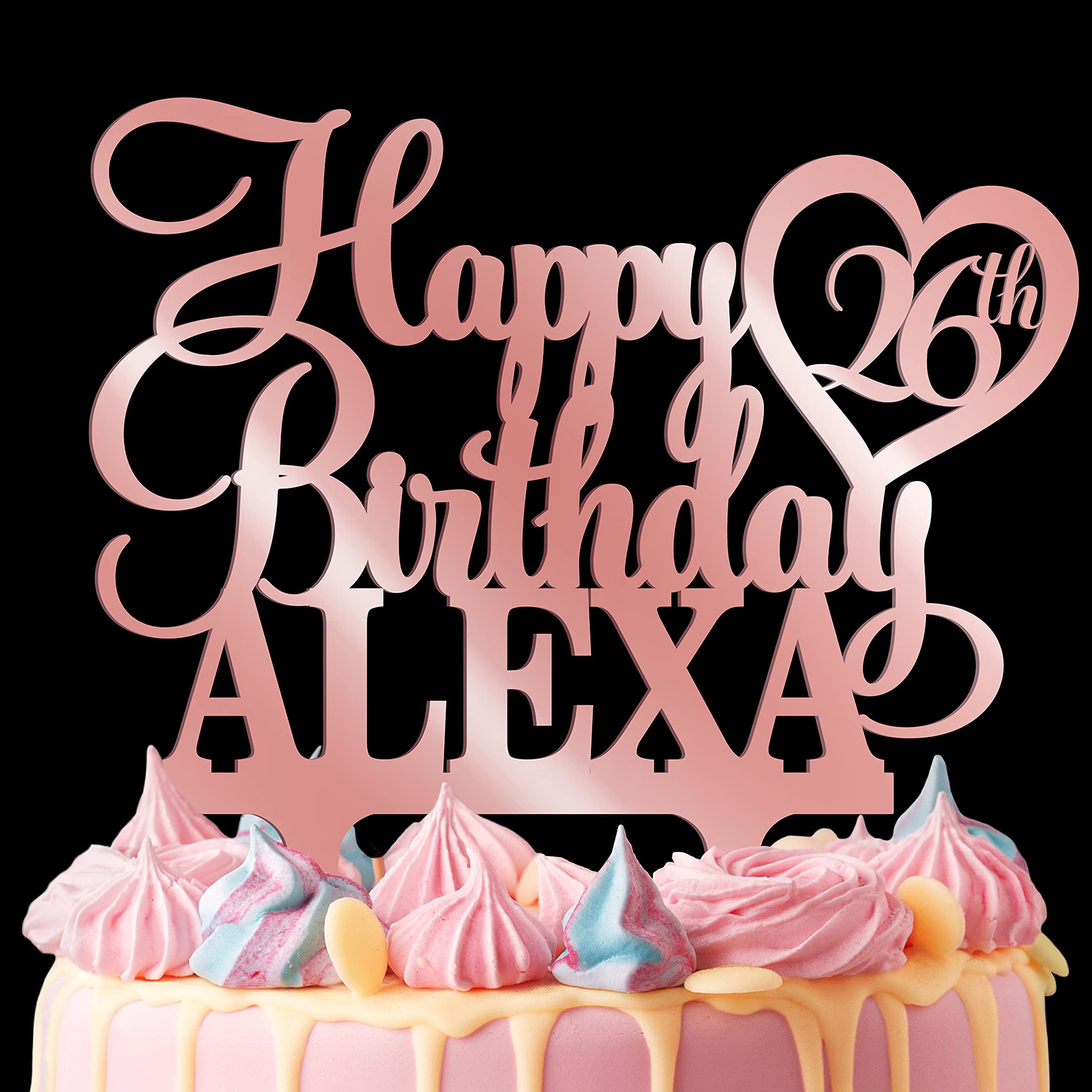 Personalized Happy Birthday Cake Topper - Custom Name & Age Acrylic Cake Decoration with Heart Design for Birthday Parties, Anniversaries & Special Celebrations