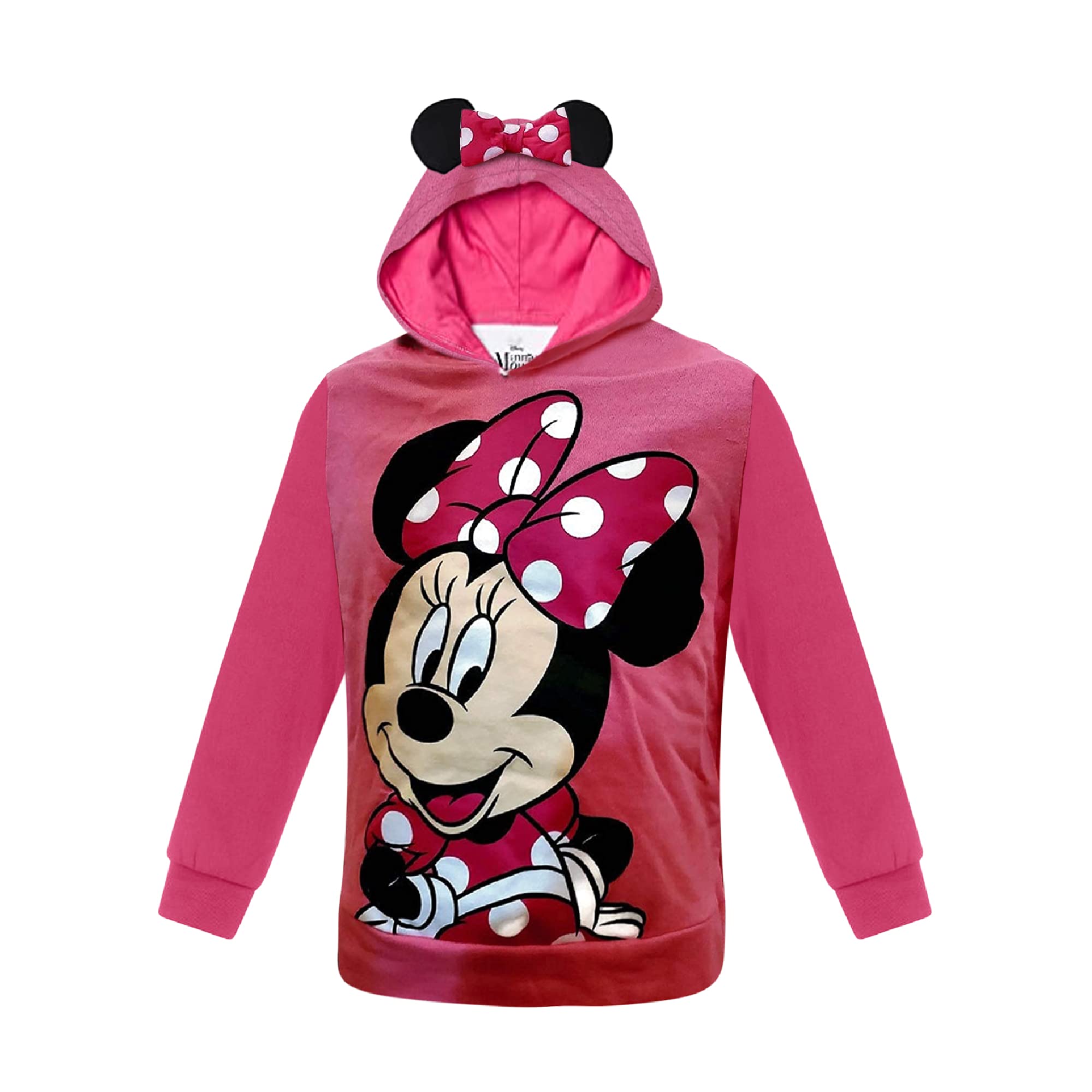Disney Sweet Minnie Mouse Girls' Ear Hoodie - Pink Fleece Pullover for Kids | Cute Winter Outfit & Playdate Fashion