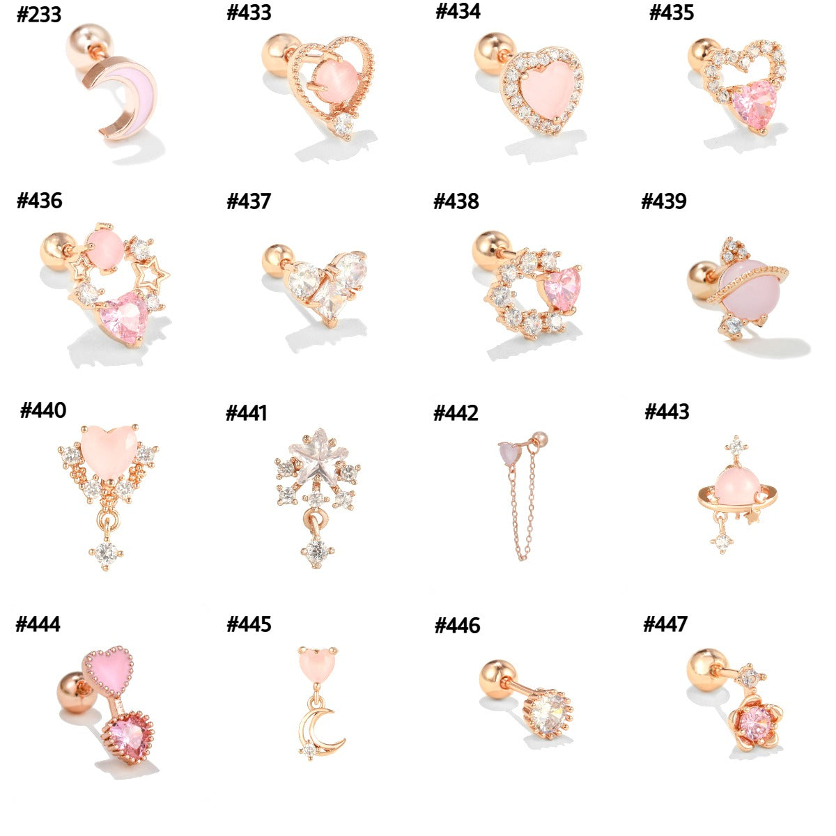 20G Pink Sweet Heart Forward Helix Conch Earrings for Women | Cartilage Hoop Earrings | EGD0433 | Perfect for Daily Wear, Parties & Gifts