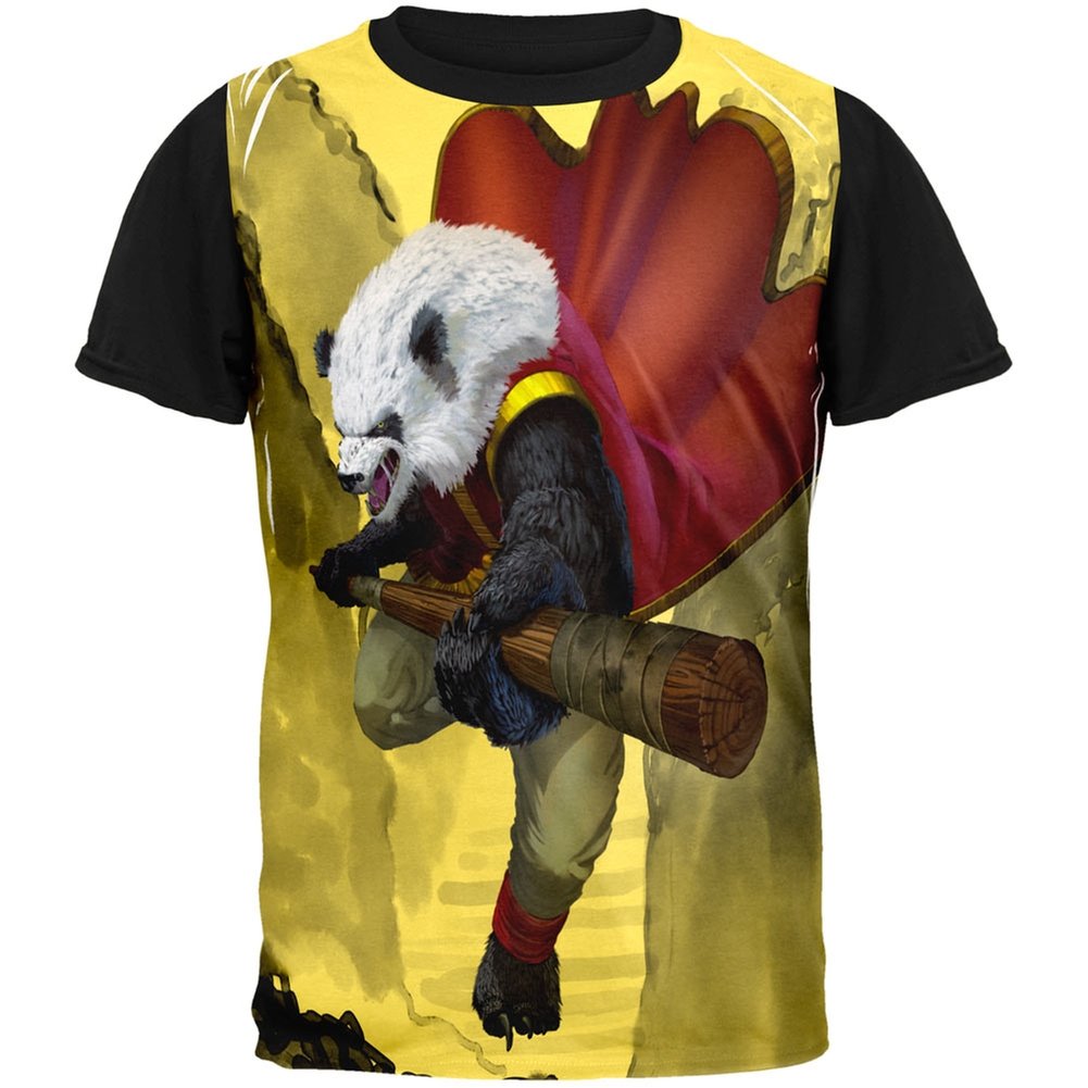 Panda Warrior Black Graphic T-Shirt for Men - Soft Cotton Casual Tee for Streetwear, Gym, and Everyday Outfits