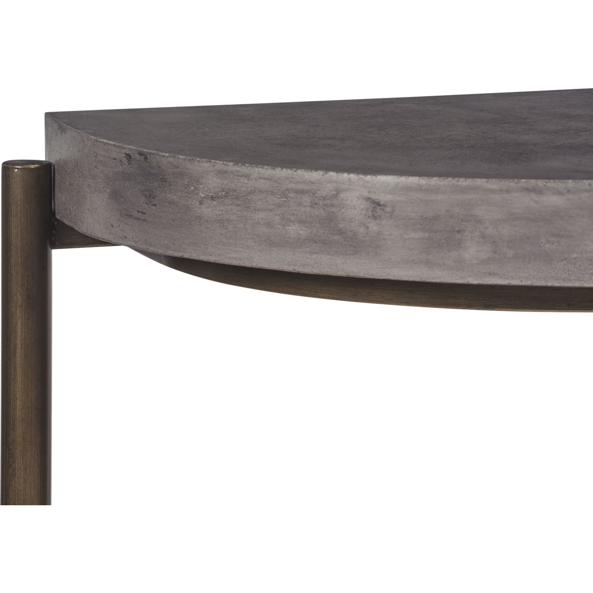 Modern Semi-Circular Concrete and Metal Console Table - Industrial Chic Entryway, Hallway, or Living Room Accent Table for Home Decor