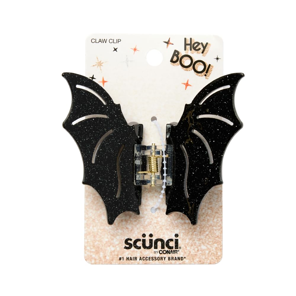 Scunci by Conair Bat Claw Hair Clip - Black Halloween Hair Accessories for Women - 1 Count - Perfect for Costume Parties, Spooky Events & Everyday Gothic Style