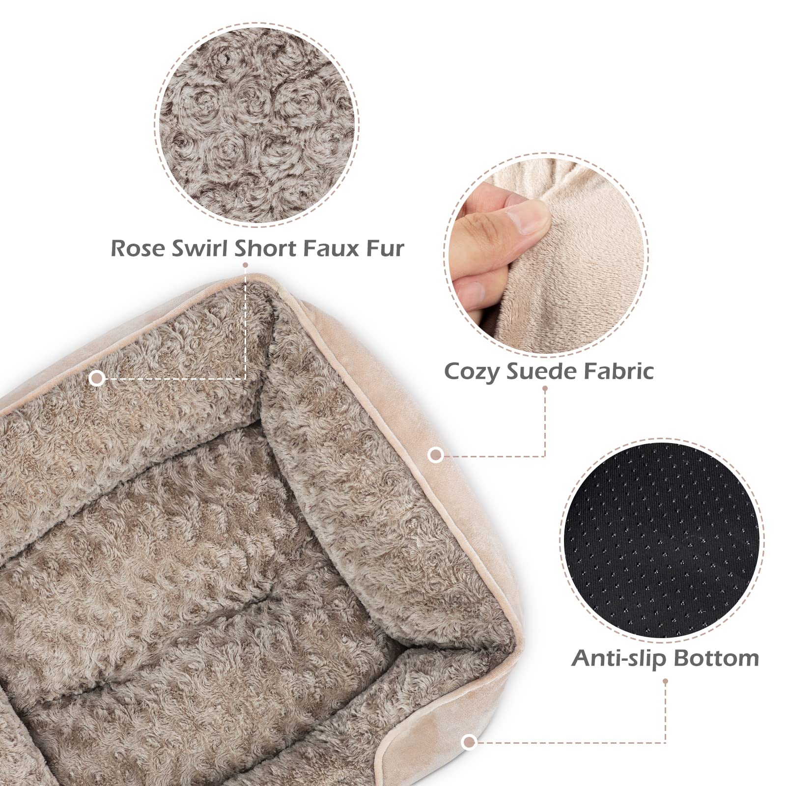 Orthopedic Dog Bed for Small, Medium & Large Dogs - Washable, Anti-Slip Bottom, Soft Calming Pet Bed - Perfect for Crate Training, Kennel & Home Use (20