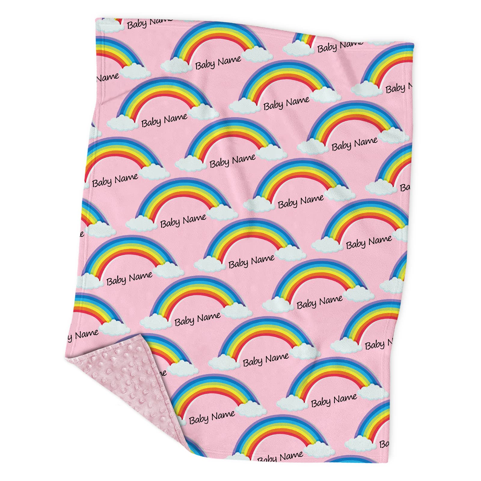 Personalized Baby Blanket with Name - Soft Plush & Cozy Minky Dot Rainbow Blanket for Boys & Girls - Custom Newborn Gift for Baby Showers, Christenings & Nursery Decor