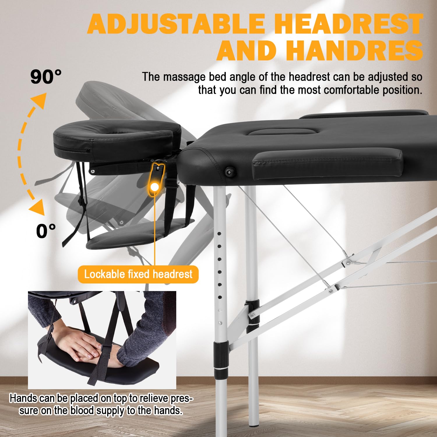 Portable Massage Table - Adjustable Height Aluminum Folding Spa Bed with Non-Woven Carrying Bag | Professional Massage Therapy, Home Spa, Beauty Salon & Lash Extension Use