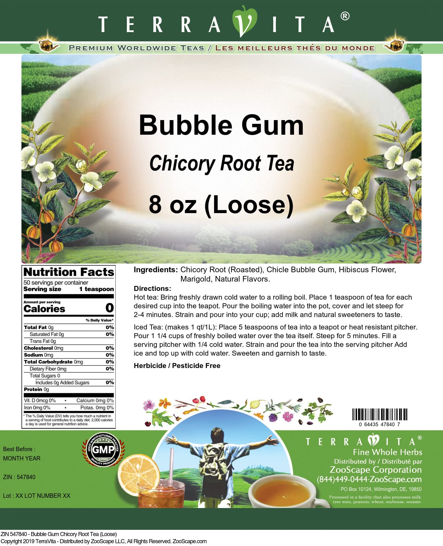 Chicory Root Bubble Gum Tea Loose 8oz - 2 Pack for Relaxation & Digestion
