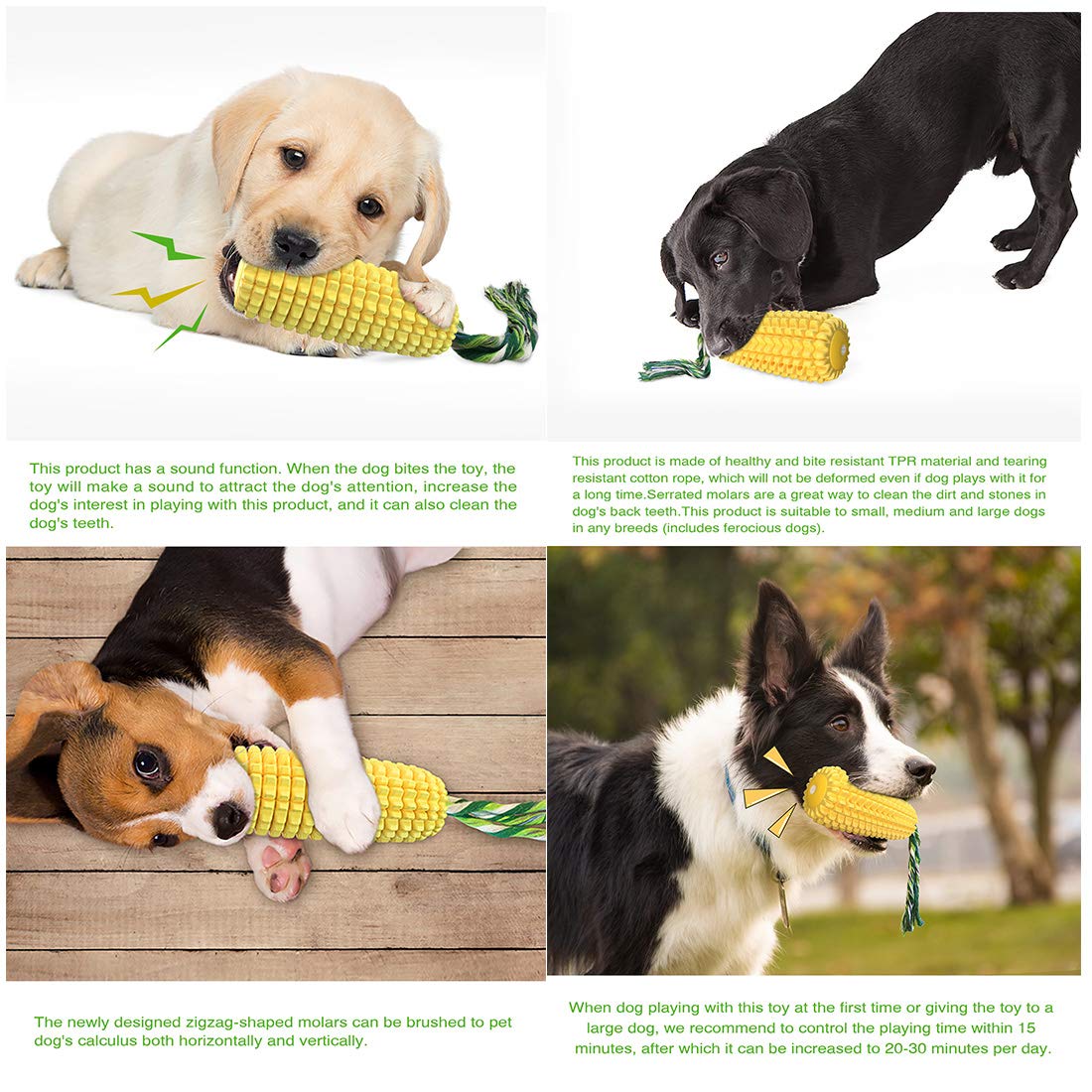 Durable Squeaky Dog Chew Toys for Teeth Cleaning - Interactive Corn-Shaped Yellow Puppy Toy for Medium & Small Dogs | Perfect for Playtime, Training & Birthday Gifts