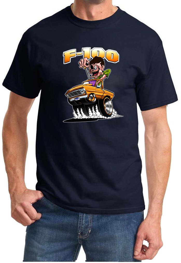 1967-72 Ford F100 F-100 Mad Monster Red Truck Vintage T-Shirt - Classic Car Enthusiast Gift, Retro Truck Lover Apparel for Car Shows & Casual Wear