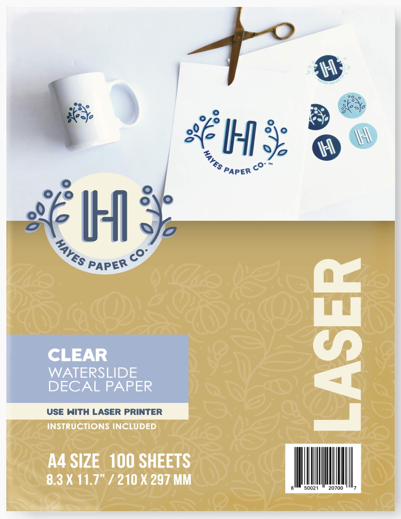 Hayes Paper Co. Waterslide Decal Paper for Laser Printers - Clear A4 Size (100 Sheets) - Perfect for DIY Crafts, Model Kits, and Custom Decals
