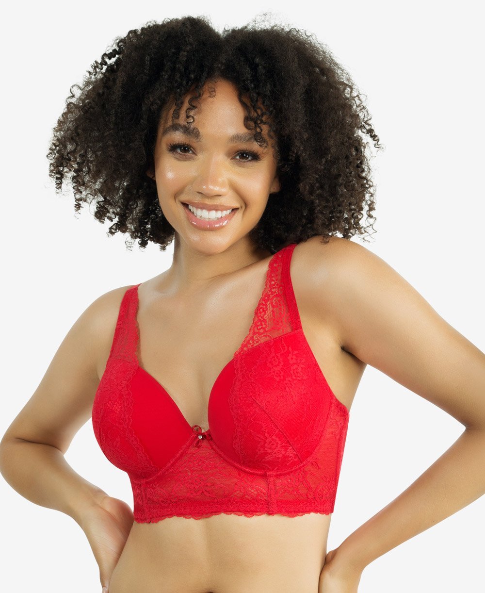 Parfait Sandrine Longline Plunge Bra - Sexy Push Up Underwire Bra for Women, Comfortable Full Coverage Lingerie in Racing Red - Perfect for Date Night, Special Occasions & Everyday Wear