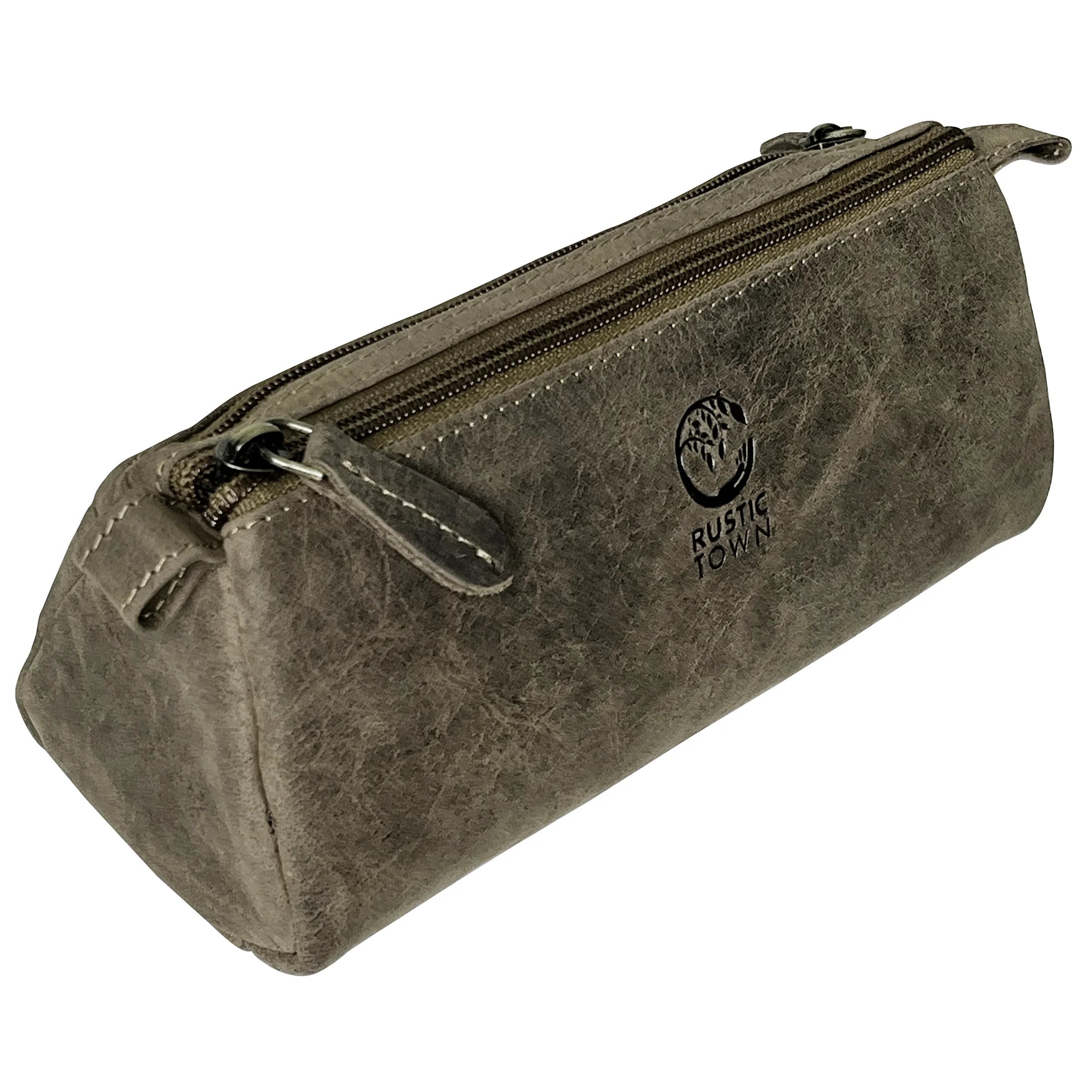 Tom Leather Pencil Case with Zipper - Handcrafted Vintage Pen Pouch for Artists, Students & Office Use - Premium Stationery Organizer for School, Work & Travel (Grey)