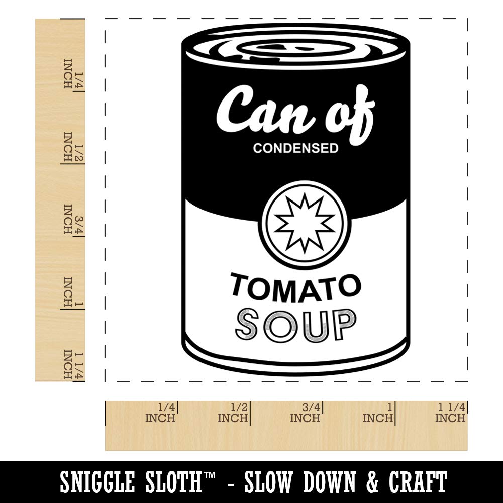 1.25 Inch Small Modern Art Square Rubber Stamp for DIY Crafting - Tomato Soup Can Design | Perfect for Scrapbooking, Card Making & Gift Wrapping