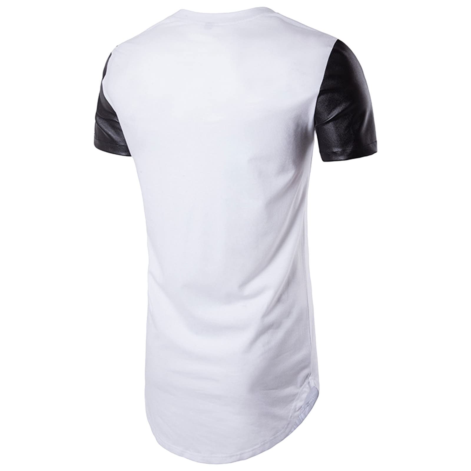 Men's Summer Casual Short Sleeve Shirt - Solid Color Patchwork Round Neck Wrinkle-Free Dress Shirt | Perfect for Office, Beach & Outdoor Activities
