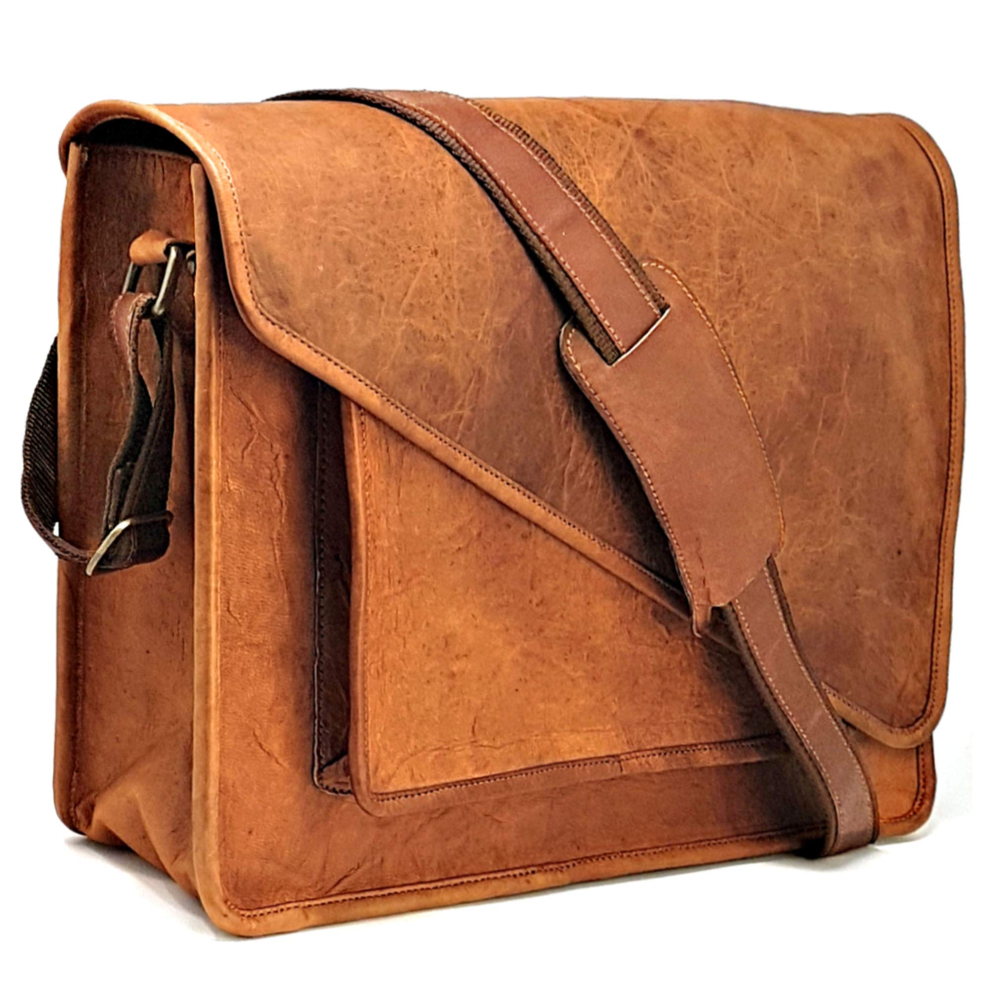 Premium RoFozzi Genuine Leather Laptop Messenger Bag - 15.6 Inch Business Shoulder Bag for Men & Women - Stylish Crossbody Office Briefcase for Work, Travel & Daily Commute