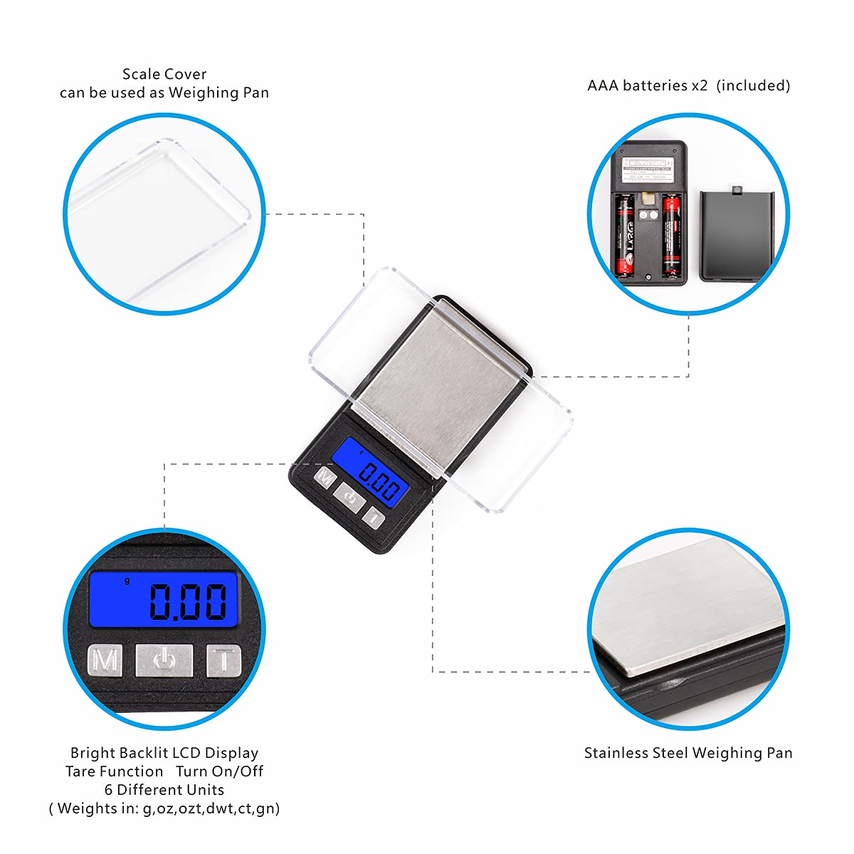 Fuzion Ultra Mini Gram Scale 100g x 0.01g Precision, Digital Pocket Jewelry Food Scale with Tray | 6 Unit Conversion, Tare Function & LCD Display | Perfect for Jewelry Making, Cooking, Portion Control & Postal Weighing