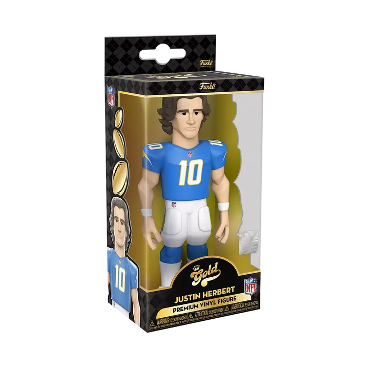 Justin Herbert Gold 5 Funko Pop NFL Los Angeles Chargers - Limited Edition Collectible for Football Fans & Sports Memorabilia Enthusiasts - Perfect for Display, Gifts, and Game Room Decor