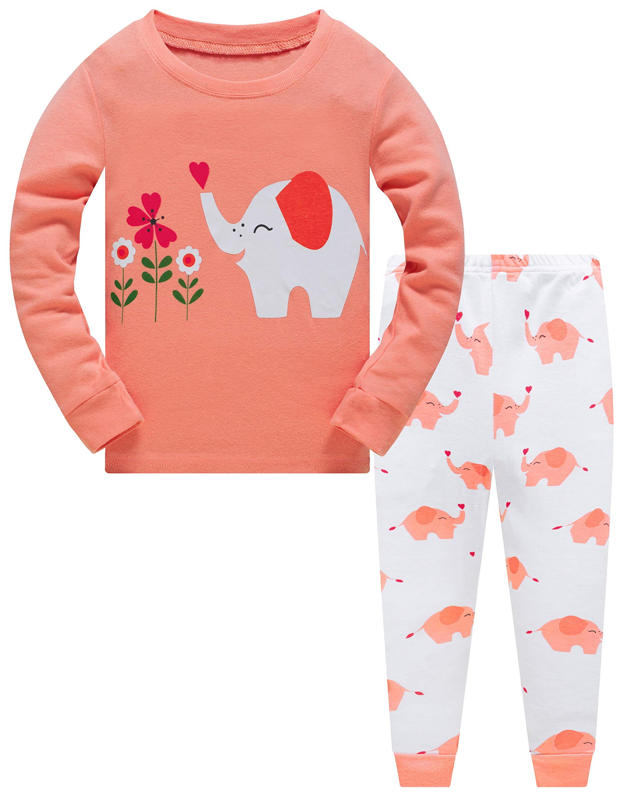 Popshion Little Girls Mermaid Pajamas 2-Piece Set - 100% Cotton Sleepwear for Toddlers & Kids - Cute Ladybug Print Pajama Set for Bedtime & Playtime