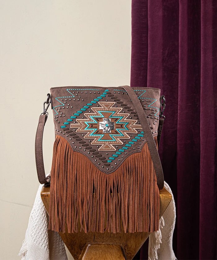 Montana West Aztec Fringe Concealed Carry Crossbody Purse for Women | Fashionable & Functional CCW Handbag | Perfect for Everyday Use, Travel & Outdoor Activities