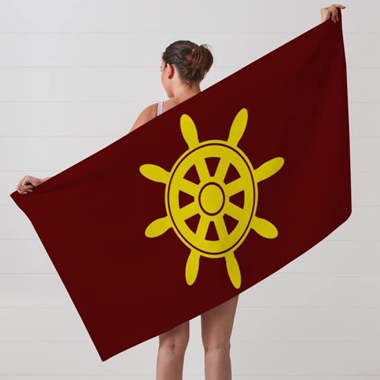 Maroon and Gold Ship Wheel Large Beach Towel - Soft, Unique Design for Pool, Beach & Summer Vacations | CafePress