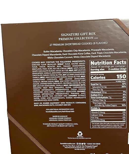 Alohalea Premium Hawaiian Cookies Gift Box - 27 Assorted Honolulu Cookies (8 Flavors) with Pineapple Wrap & Free Magnet | Perfect for Gifts, Parties & Souvenirs from Hawaii