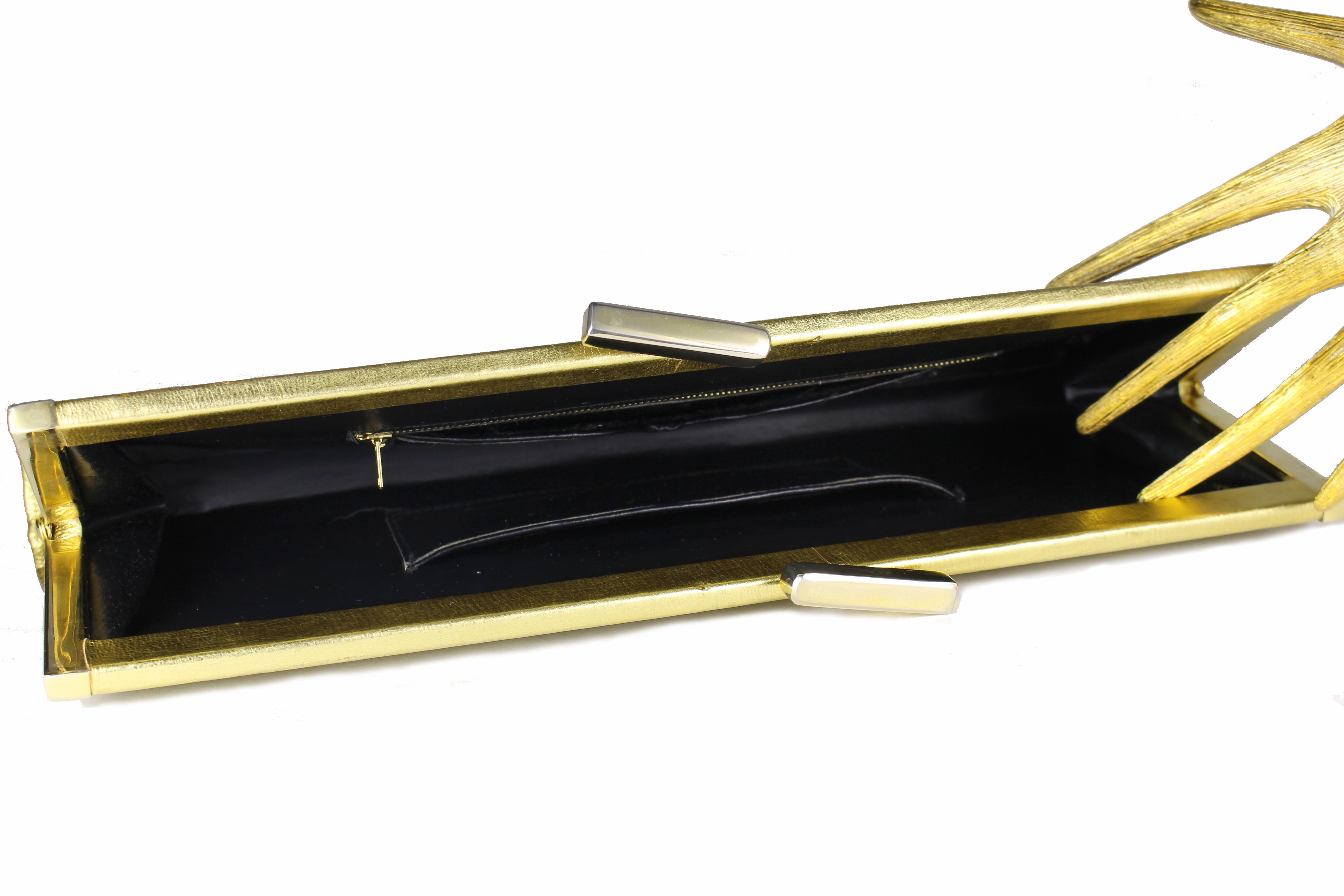 Elegant Black & Gold Leather Elongated Clutch Purse for Women - Perfect for Evening Parties, Weddings & Special Occasions