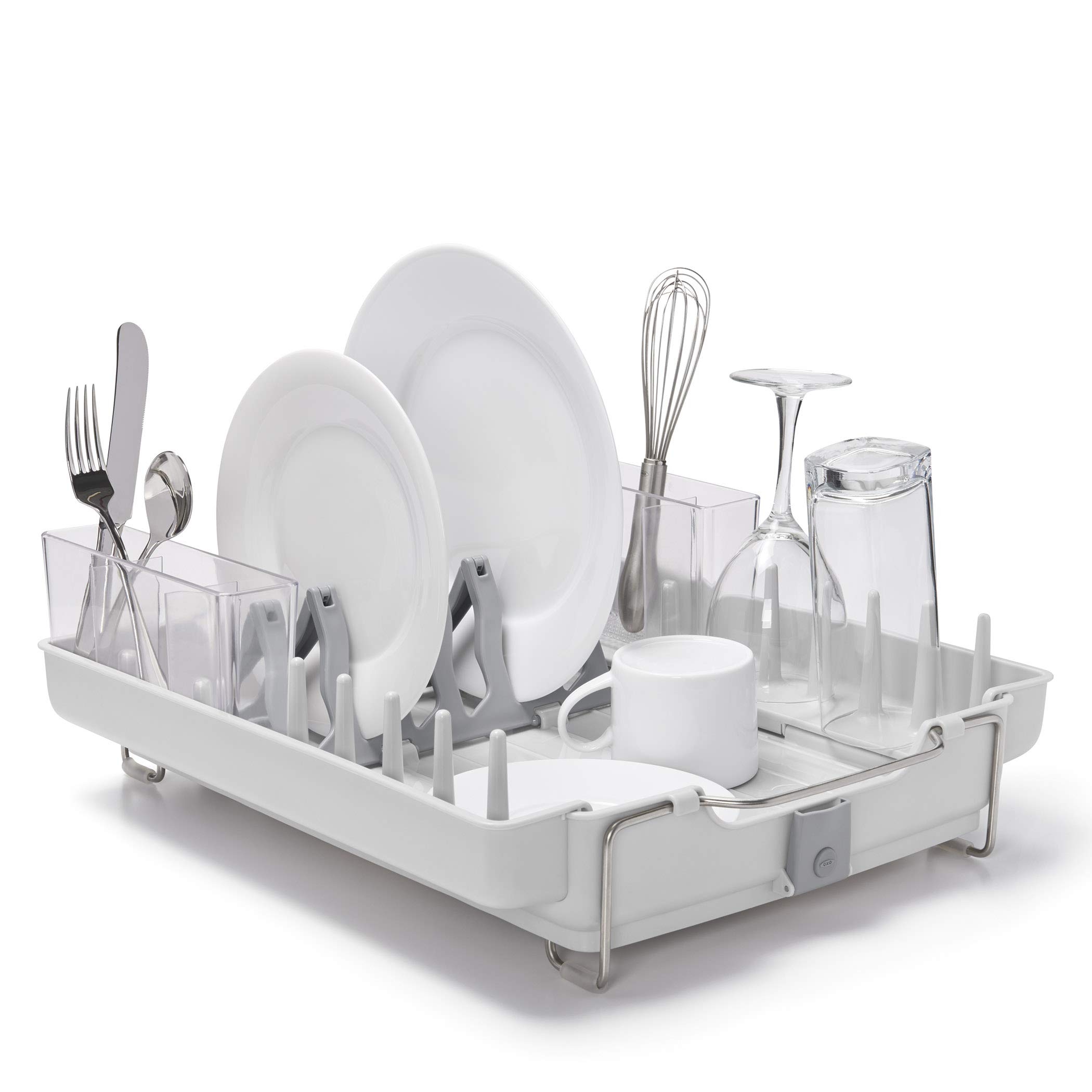 OXO Good Grips Foldable Dish Drying Rack - Space Saving Kitchen Organizer for Countertop, Sink & Small Spaces - Perfect for Apartments, RVs & Compact Kitchens