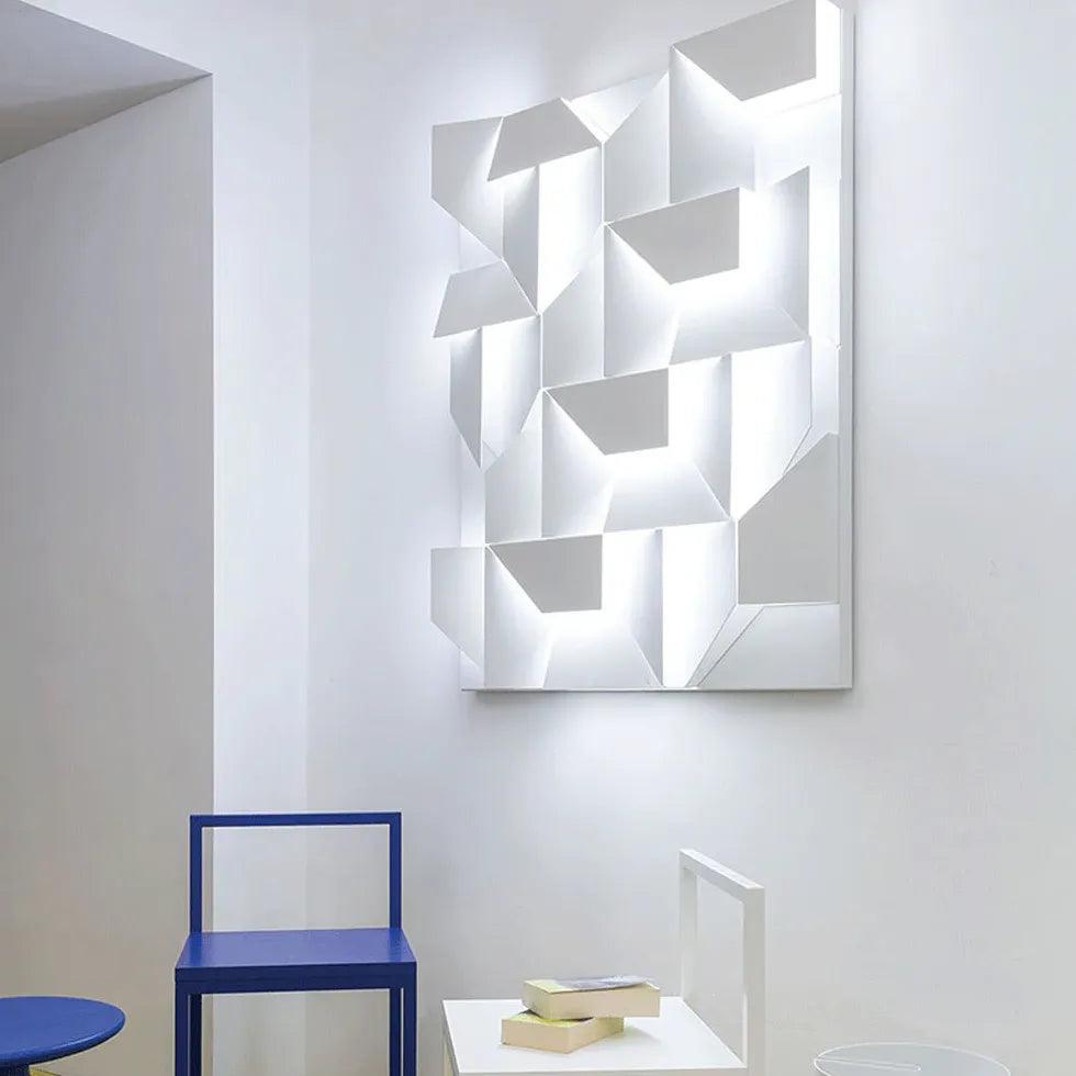 Modern Geometric Panel White LED Wall Lights - Sleek Contemporary Lighting for Living Room, Bedroom, and Office Decor