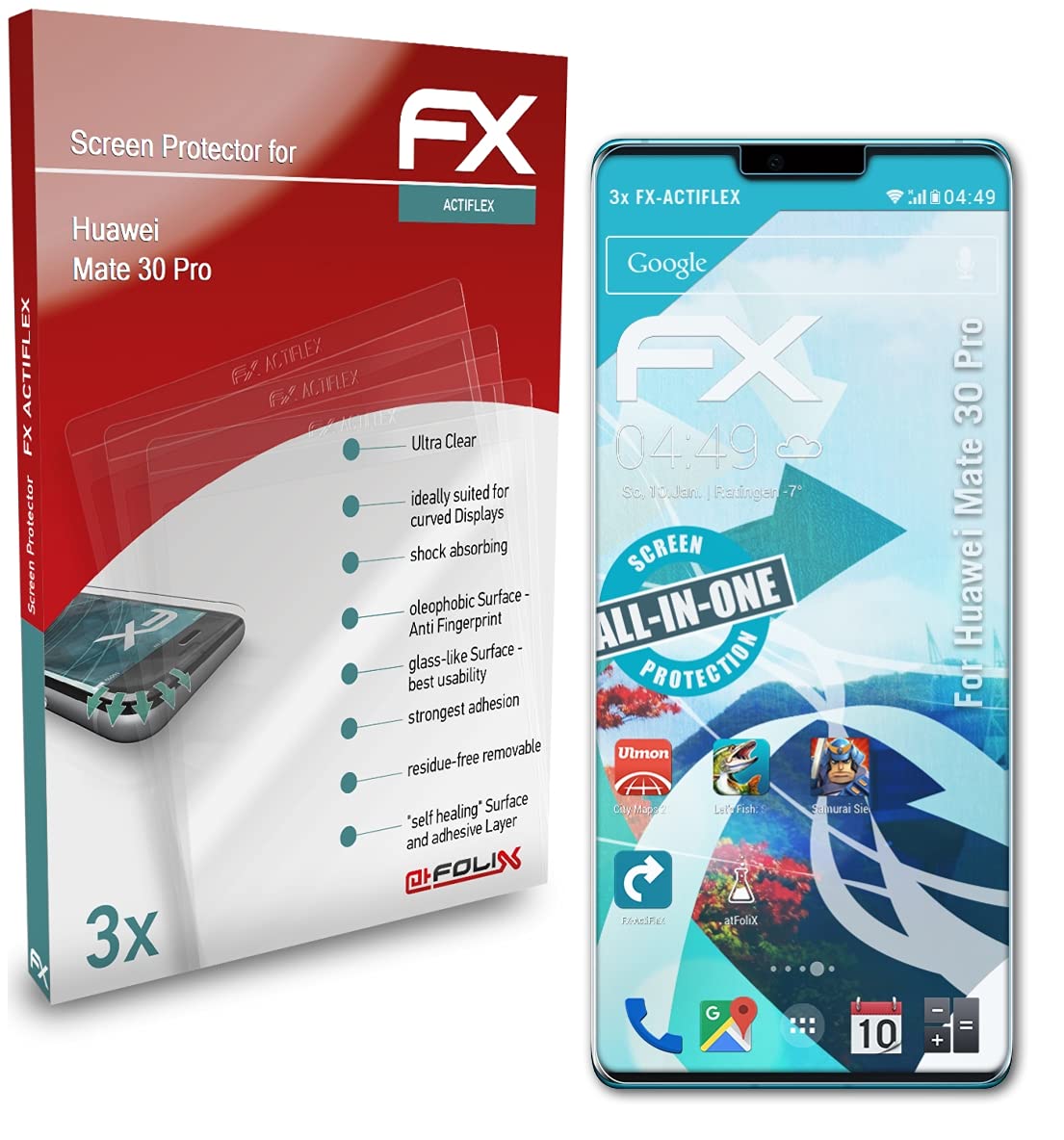 Huawei Mate 30 Pro Screen Protector [3-Pack] - Ultra Clear Flexible Tempered Glass Film - Anti-Scratch & Bubble-Free - Perfect for Work, Travel & Daily Protection