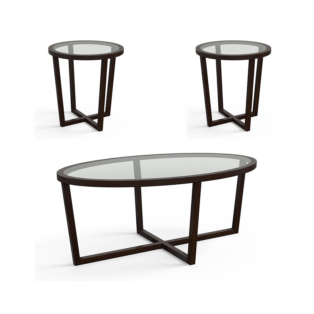 Bowen Table Trio - Set of 3 Modern Brown Wooden Side Tables for Living Room, Bedroom & Office - Perfect for Coffee, Books & Decor