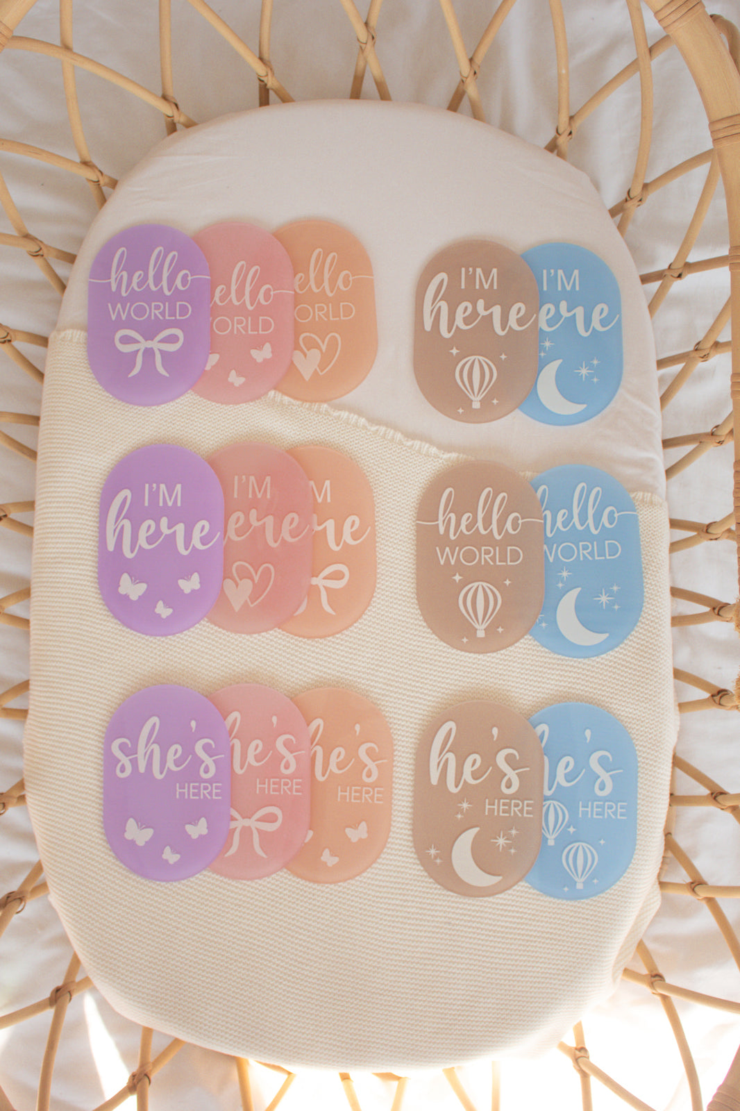 Vibrant Colored Acrylic Disc - Custom Birth Announcement Sign - Elegant Oval Shape for Baby Showers, Nursery Decor & Gender Reveal Parties