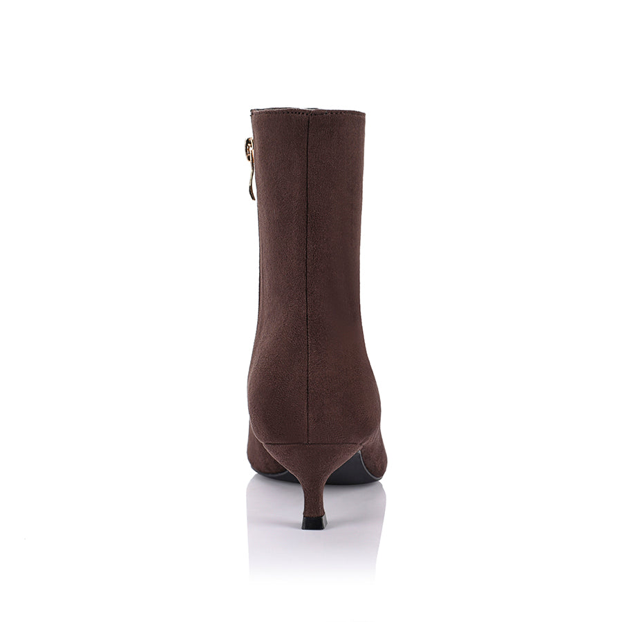 Luca Women's Ankle Boots - Chocolate Brown Micro Suede, Comfortable Low Heel Booties for Fall & Winter, Casual & Office Wear