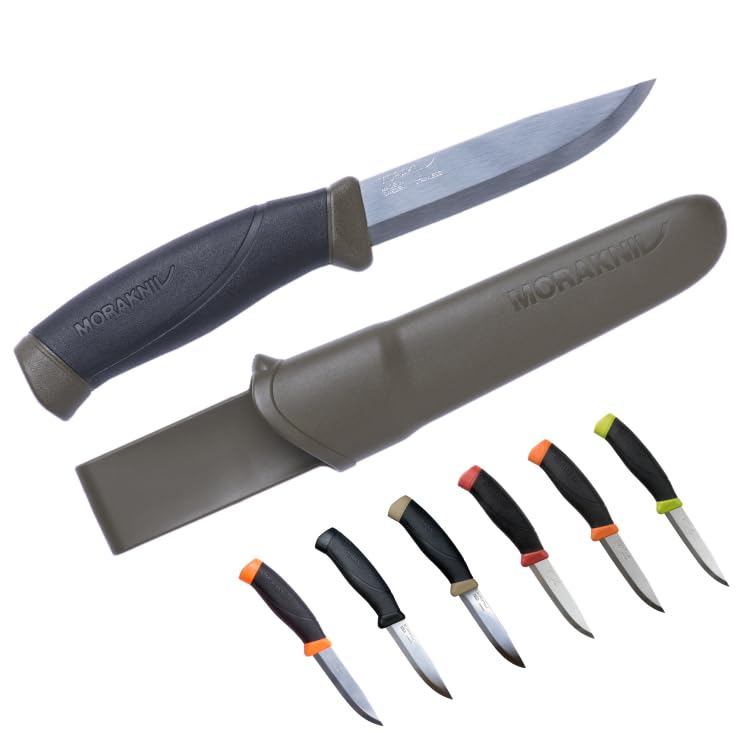 Morakniv Companion Outdoor Survival Knife - 4.1 Inch Stainless Steel Fixed Blade with Non-Slip Grip (Orange) - Perfect for Camping, Hiking & Bushcraft (Model M-11824)