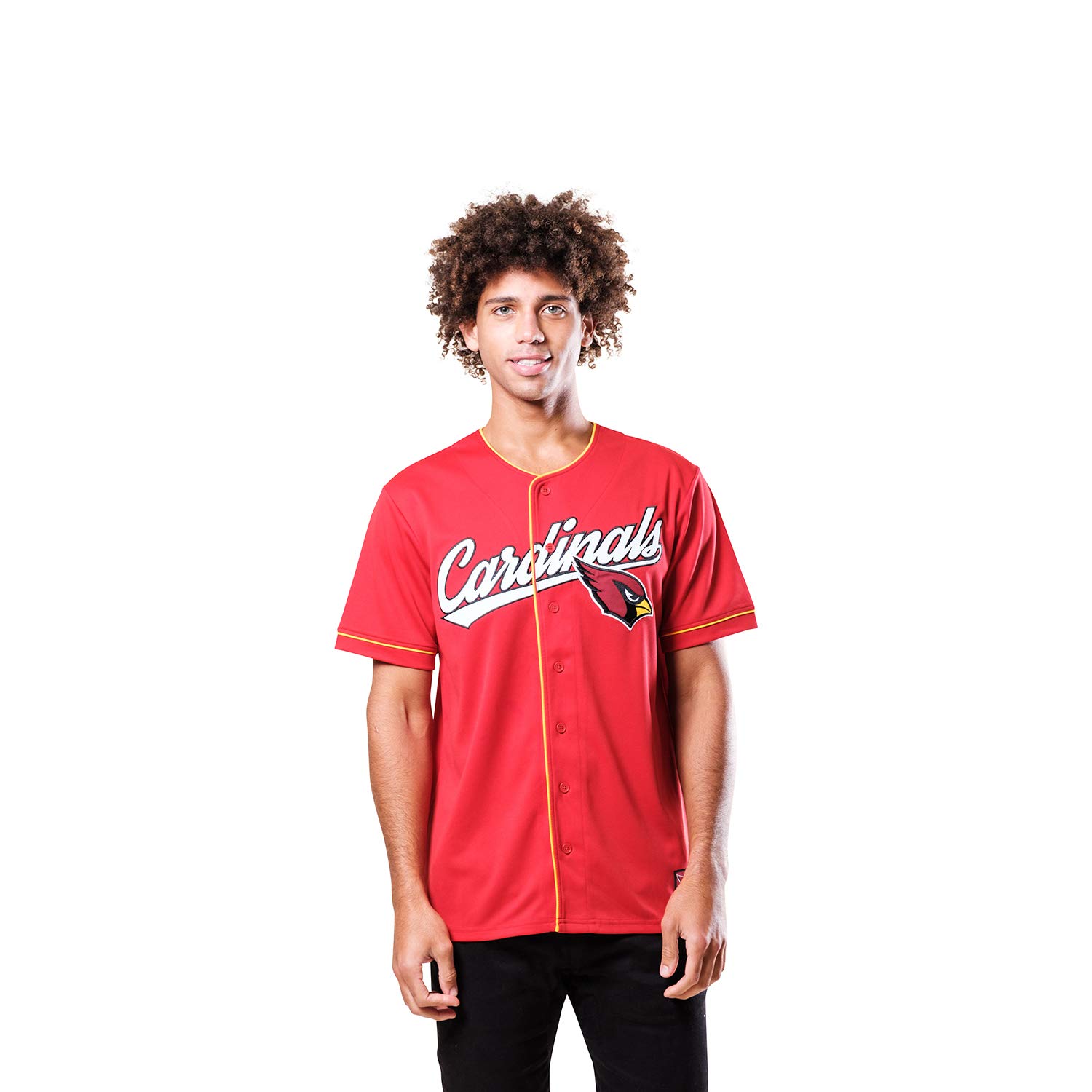 Ultra Game NFL Men's Button Down Baseball Mesh Jersey Shirt - Official Licensed Game Day Apparel for Football Fans & Tailgating Parties