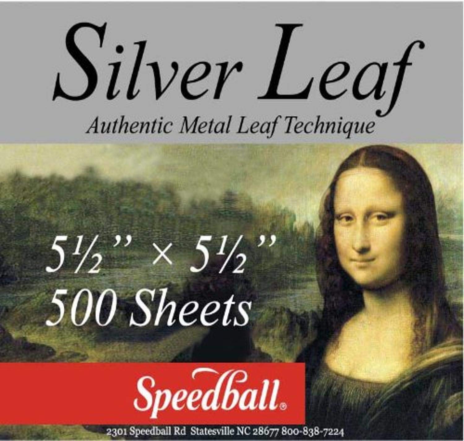 Speedball Mona Lisa Silver Metal Leaf Kit - 500 Sheets of Premium Composition Leaf for Gilding, Calligraphy & Art Projects - Perfect for DIY Crafts, Home Decor & Professional Artwork