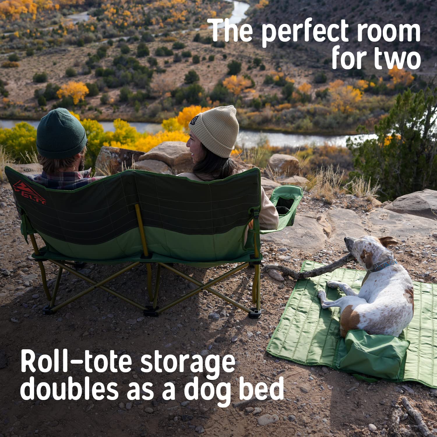 Kelty Loveseat Double Outdoor Camping Chair for 2 People - Heavy Duty Portable Folding Chair for Camping, Beach, Picnics, Festivals & Concerts - Updated 2022 Design