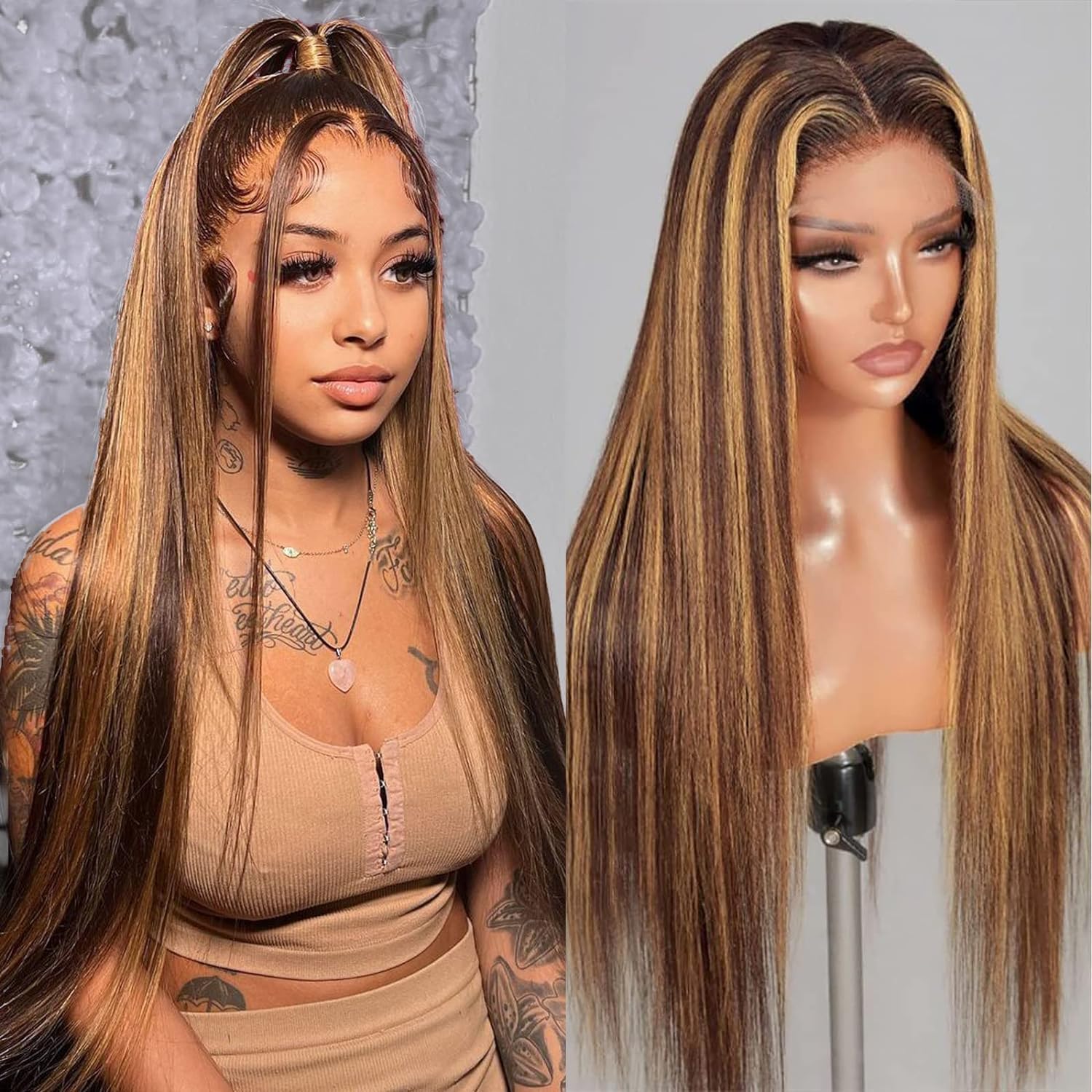 Dark Brown Chocolate Straight Wave Human Hair Wig - 200% Density, Pre Plucked, Pre Cut Lace Closure, Glueless with Elastic Band (P4/30) - Perfect for Daily Wear, Cosplay, and Special Occasions