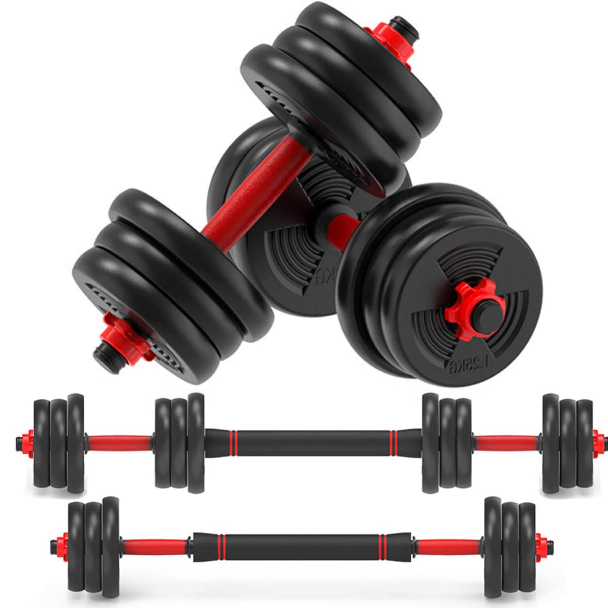 44 Lbs Adjustable Dumbbell Set - Upgraded Barbell Weight System for Home Gym & Full Body Workout - Perfect Dumbbells for Men & Women - Ideal for Strength Training, Muscle Building & Cardio Fitness