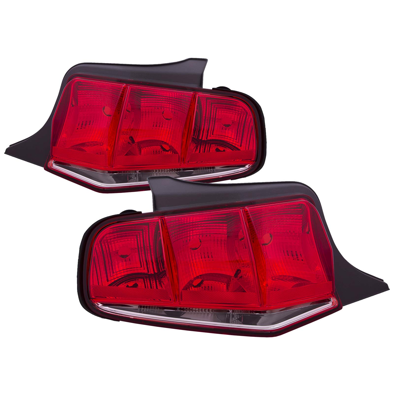 HEADLIGHTSDEPOT Red Clear Lens Tail Lights Set - Compatible with 2010-2012 Ford Mustang & Shelby GT500 - Simple Design, Easy Installation - Perfect for Night Driving & Car Customization