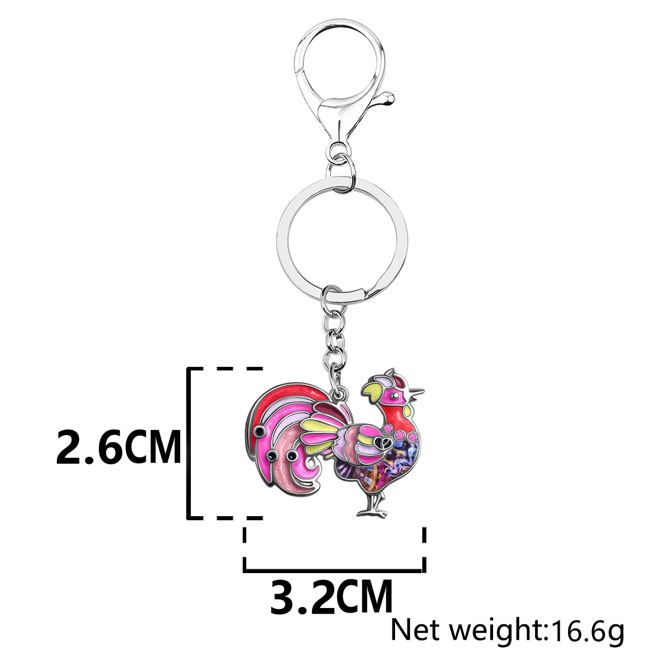 BONSNY Enamel Alloy Farm Chicken Rooster Keychains - Cute Animal Key Rings for Women, Car & Bag Accessories, Unique Gift Ideas for Birthday, Christmas | Country Farmhouse Decor, Poultry Lover Gifts
