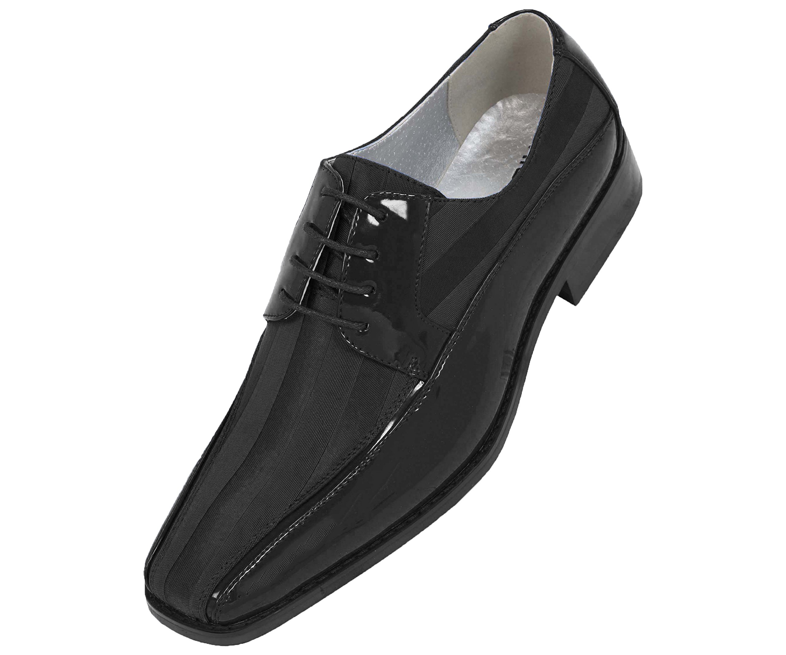 Viotti 179 Men's Oxford Dress Shoes - Classic Striped Satin & Patent Leather Formal Shoes for Wedding, Tuxedo & Business Occasions - Comfortable Men's Casual Dress Shoes for Work & Special Events