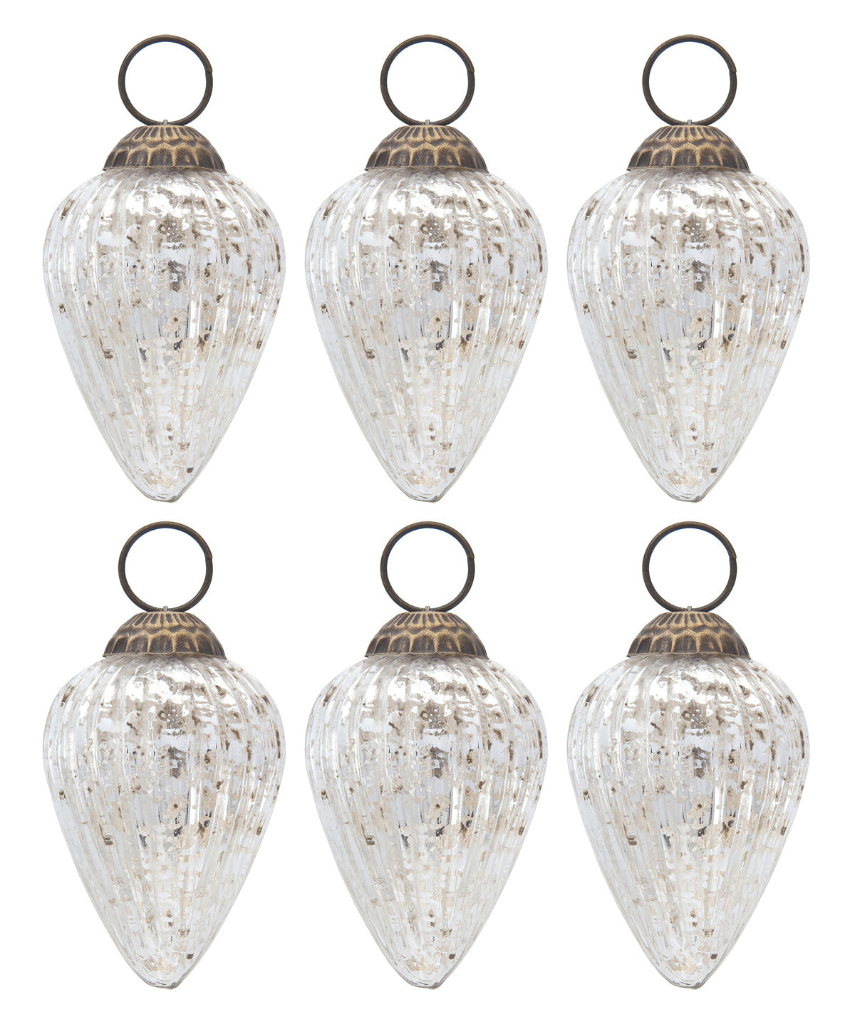 6 Pack Small Mercury Glass Ornaments - 3 Inch Silver Vintage Christmas Decorations (Laura Design) | Perfect for Holiday Tree Decor, Home Decor, Party Favors & Special Occasion Gifts
