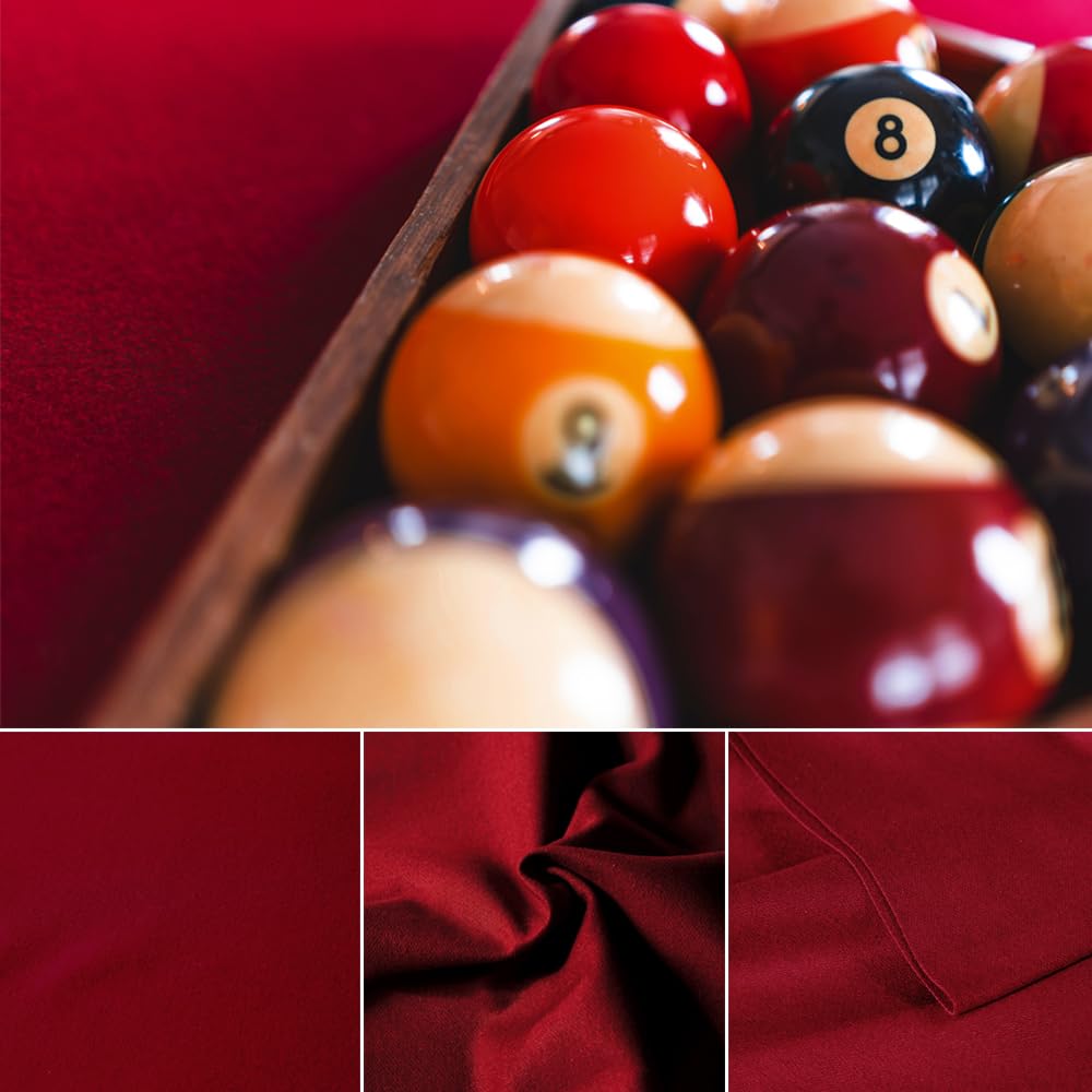 Premium Red Wine Wool Billiard Cloth - High-Quality Pool Table Felt for 6,7,8 & 9 Foot Tables - Perfect for Home Game Rooms, Bars & Professional Tournaments