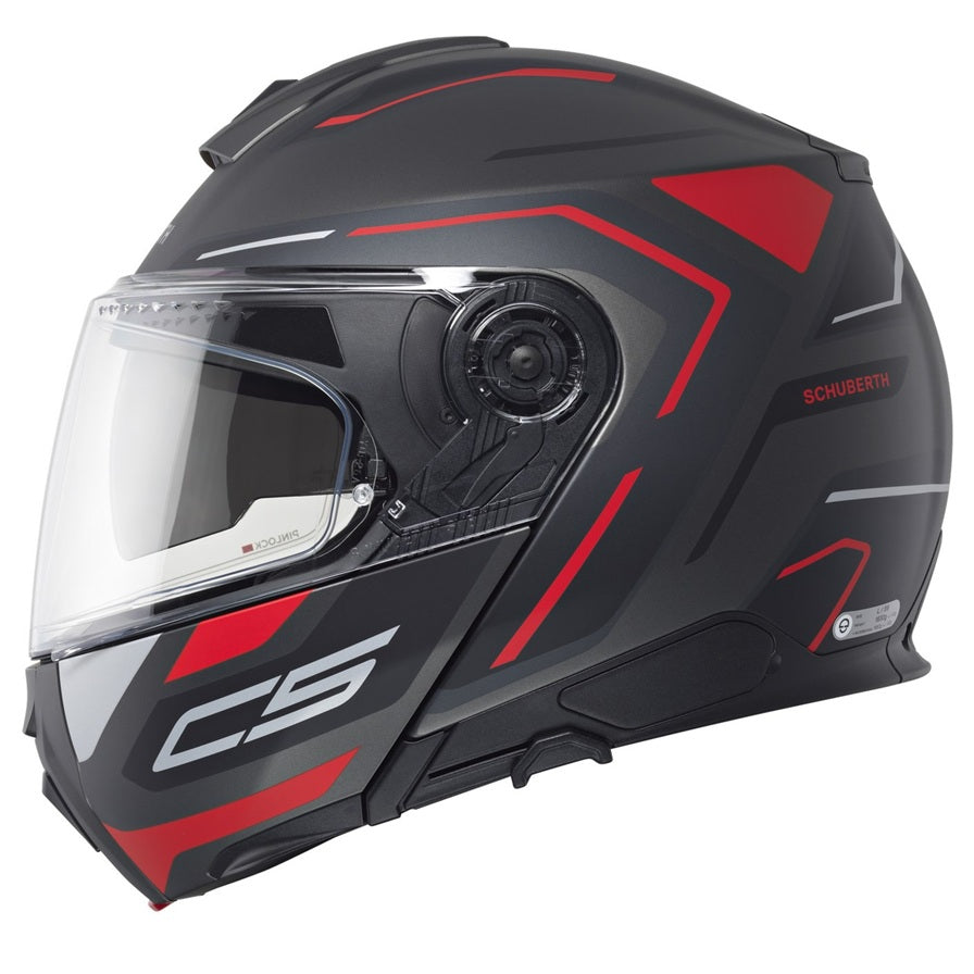 Schuberth C5 Omega Anthracite Motorcycle Helmet - Premium DOT/ECE Certified Full Face Helmet for Men & Women - Comfortable & Quiet Ride for Touring, Commuting & Adventure Motorcycling