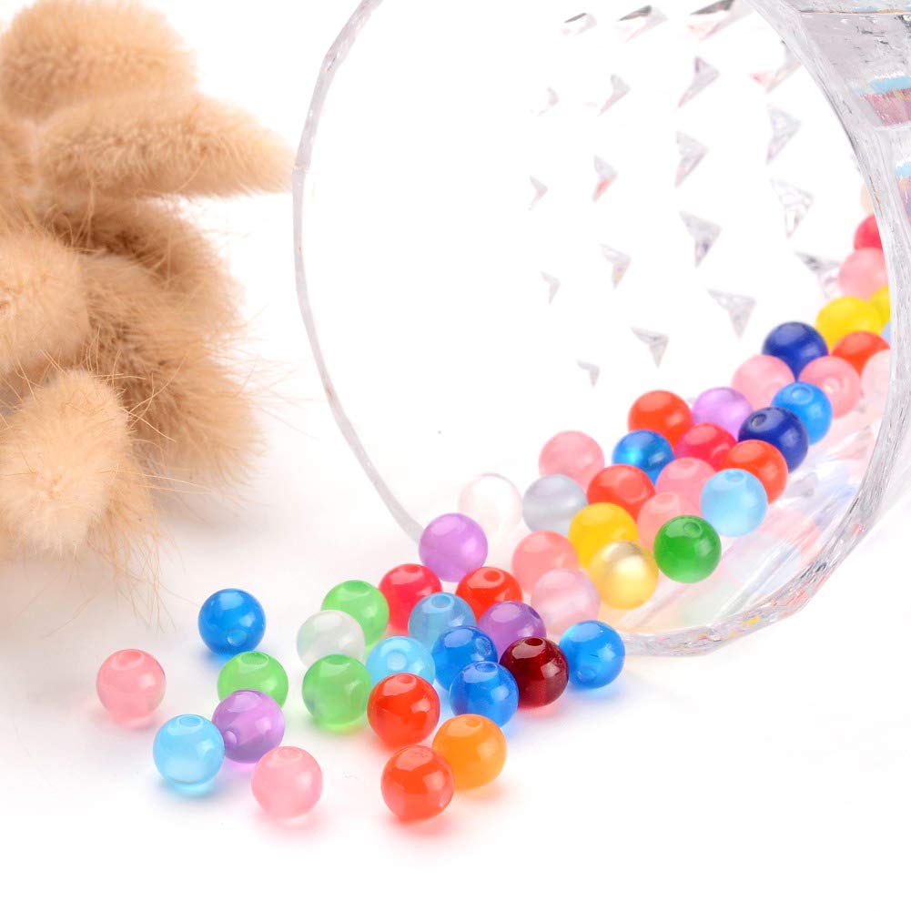 Craftdady 100pcs 8mm Resin Round Beads - Imitation Cat Eye Loose Beads Mixed Colors for DIY Jewelry Making (2mm Hole) - Perfect for Bracelets, Necklaces, and Earrings Crafting