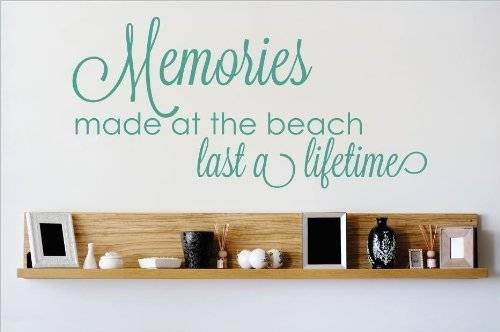 Vinyl Wall Decals - Beach Memories Quote Home Decor Sticker (8x20 Inches, 22 Colors) - Perfect for Nursery, Living Room & Bedroom Wall Art