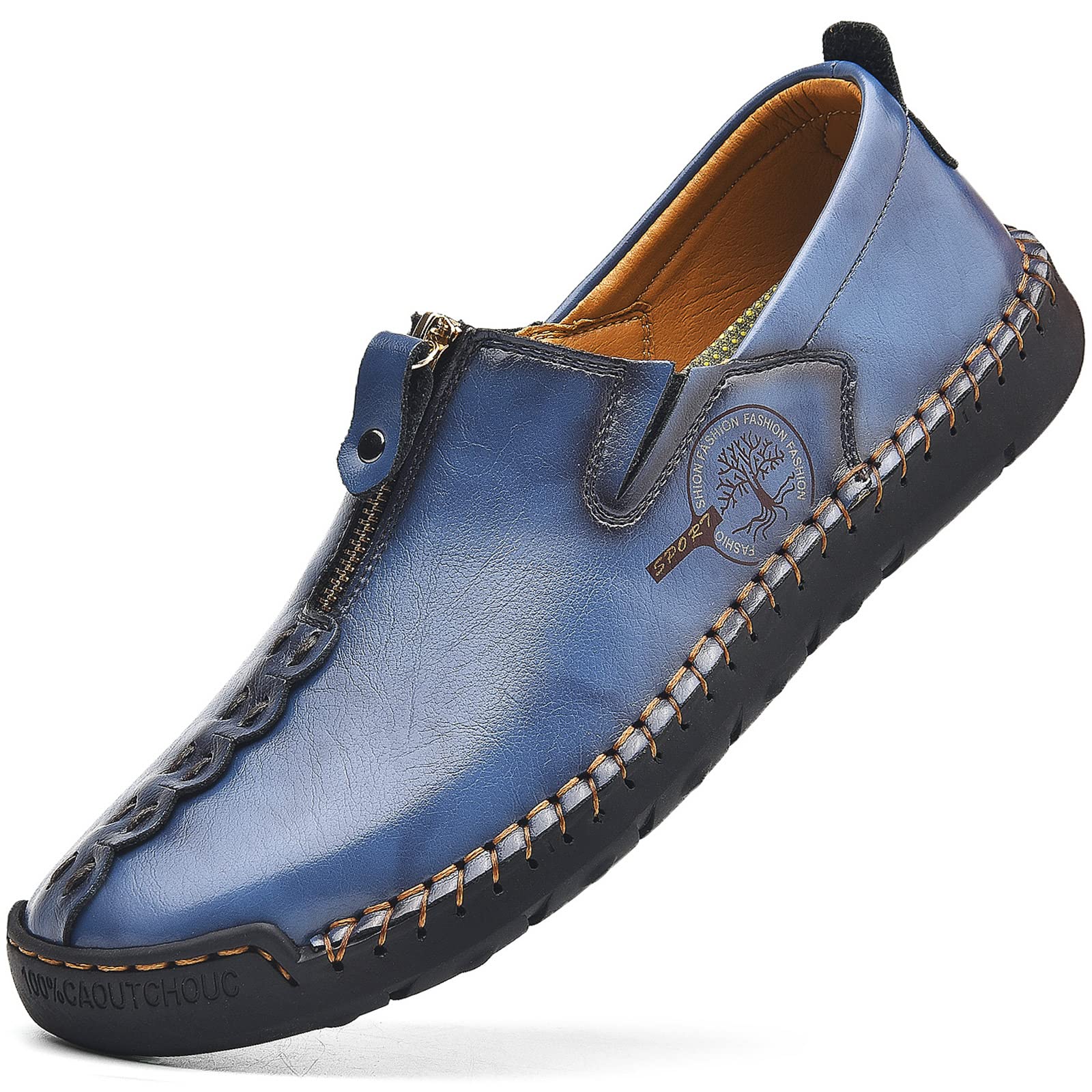 Men's Casual Leather Slip-On Loafers - Breathable Comfortable Walking Shoes for Work & Travel | Perfect for Office, Driving & Daily Wear