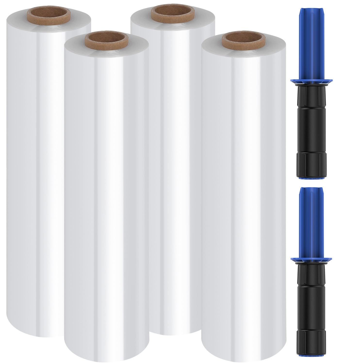 FugaCity Heavy Duty Stretch Wrap Film - 15 Inch x 1000 FT, 60 Gauge Clear Plastic Shrink Wrap for Furniture, Shipping & Moving Supplies | Industrial Strength with 500% Stretch (4 Rolls with Handles) | Perfect for Home Moving, Warehouse Packaging & Pallet Stabilization