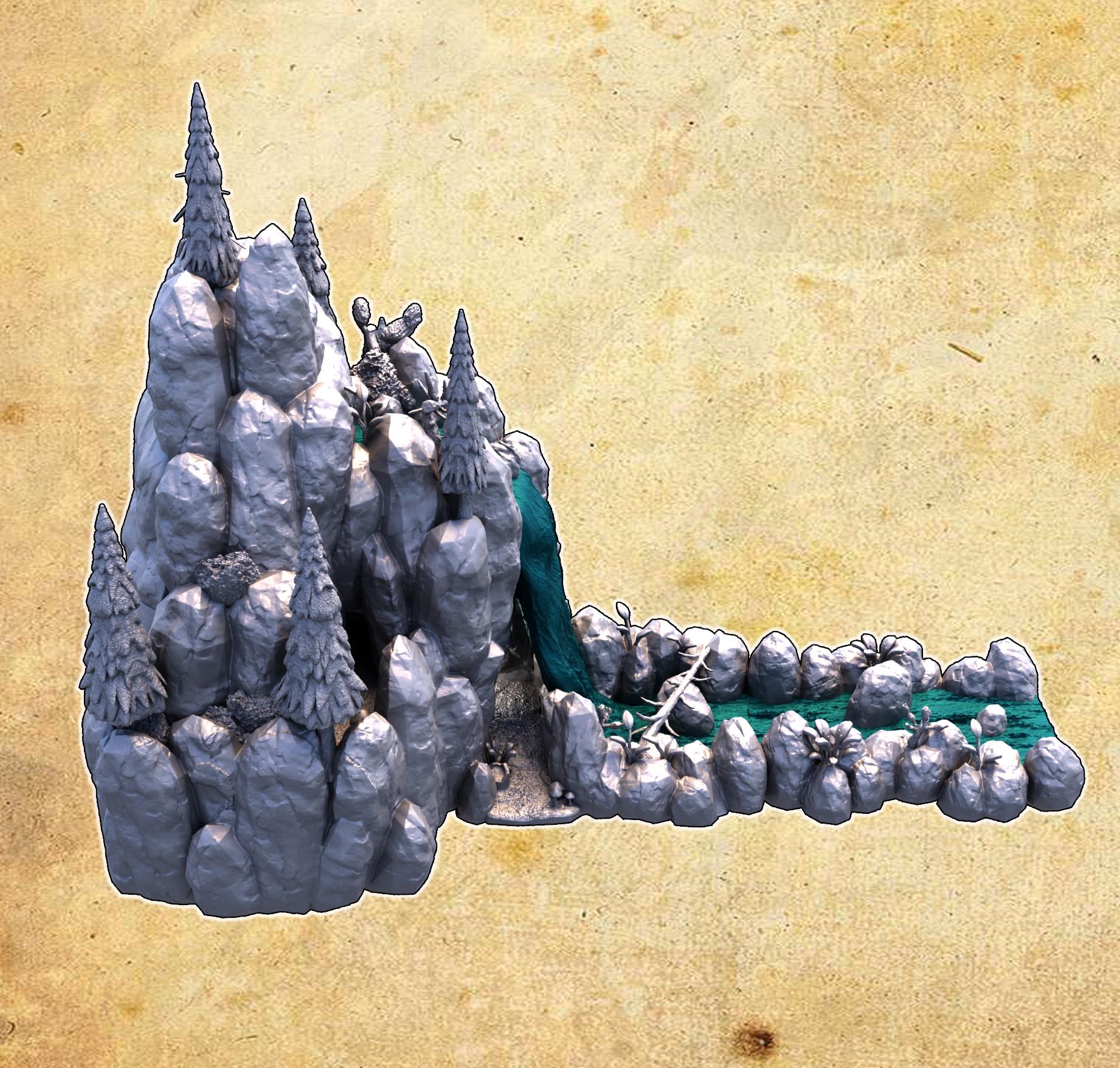 Waterfall Cave Scenery - Timeless Natural Wonder for D&D, Model Railroading & Wargaming Terrain | Perfect for Fantasy RPG, Miniature Dioramas & Tabletop Battle Scenes