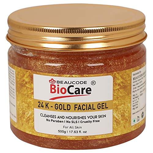 Beaucode BioCare 24K Gold Anti-Aging Face Gel - 500g Hydrating & Brightening Skincare for Women & Men - Paraben Free, SLS Free, Sulfate Free & Cruelty Free - Perfect for Daily Moisturizing & Night Care Routine